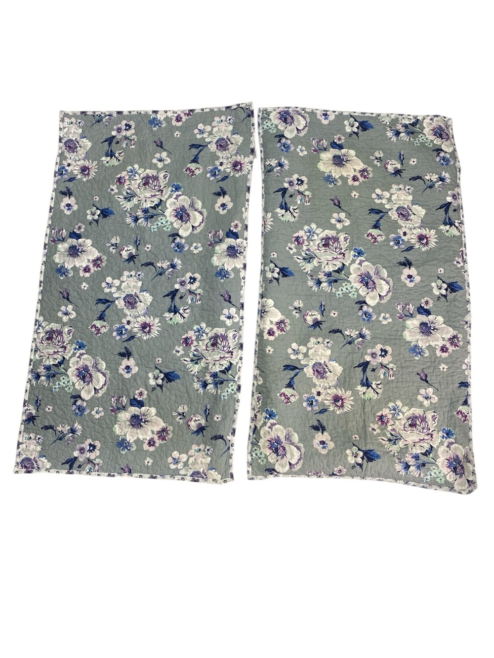 Vera Bradley Floral Pillow Shams in Sage Green with Purple & Blue Blooms